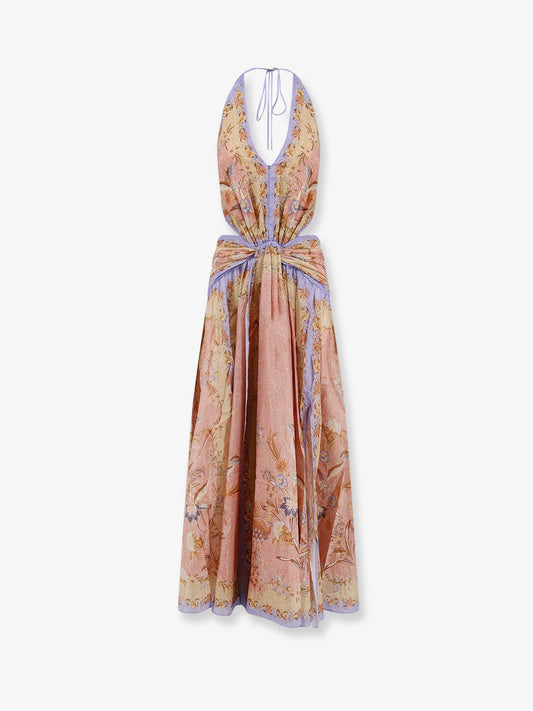 Long Dress Indra Pink Cotton-Silk