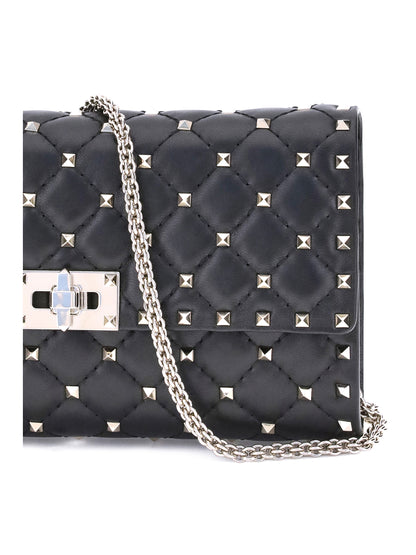 Shoulder Bag Rockstud Spike Nappa Black