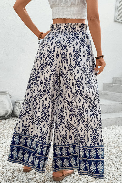 Threaded Pear Giovanna Boho Pattern High Waist Wide Leg Loose Pants