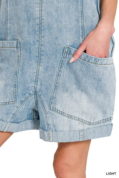 Zenana Denim Short Overalls