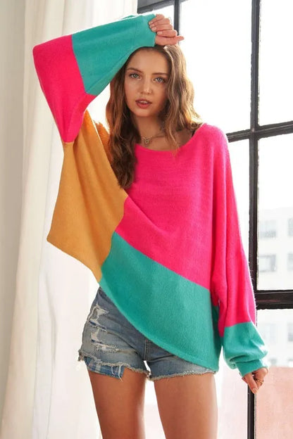 ADORA Loose Fit Colorblock Sweater
