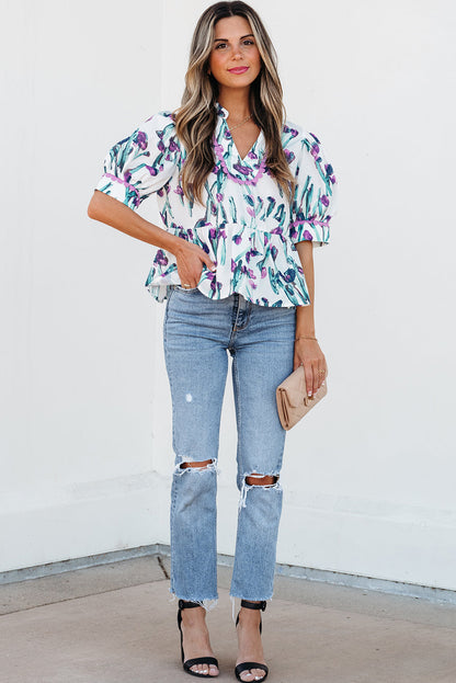 Threaded Pear Raelyn Floral Ricrac Trim Top