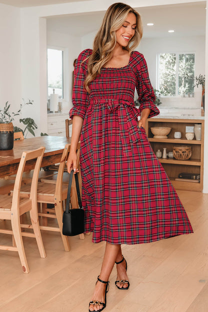 Threaded Pear Jazmin Waist Flared Midi Dress