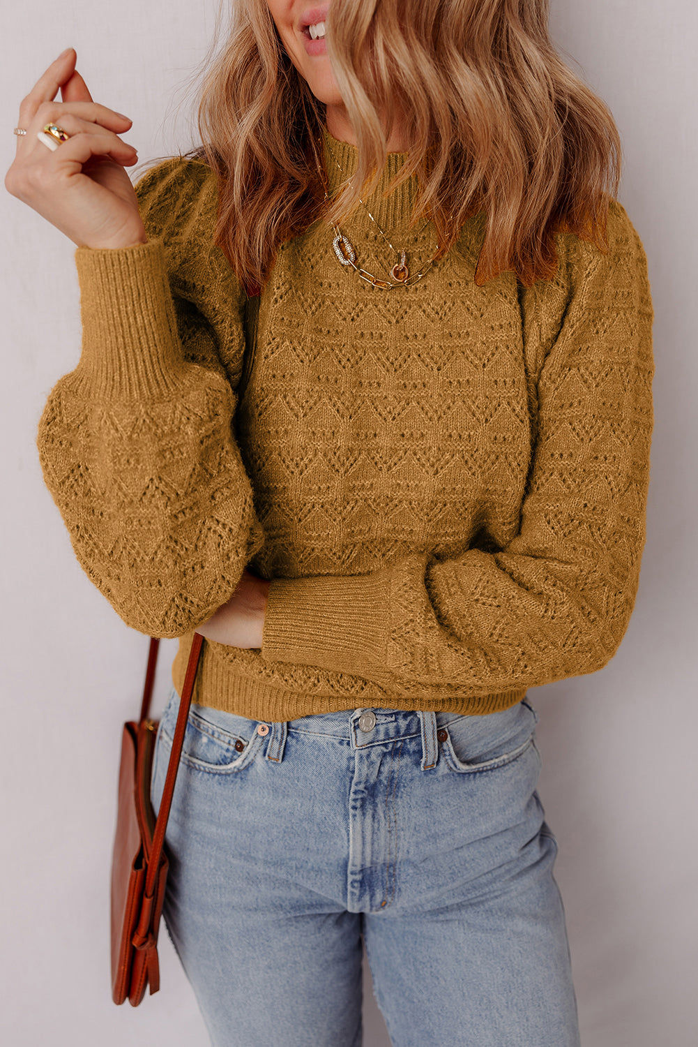 Threaded Pear Aria Edge Balloon Sleeve Sweater