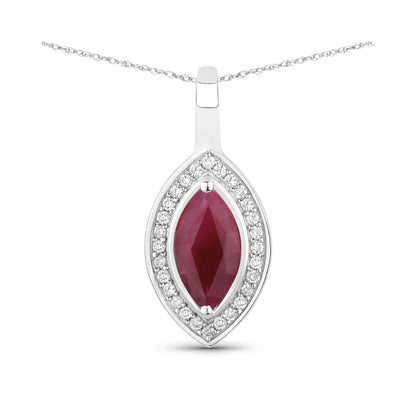 Genuine 10K Pink Ruby and White Diamond Pendant