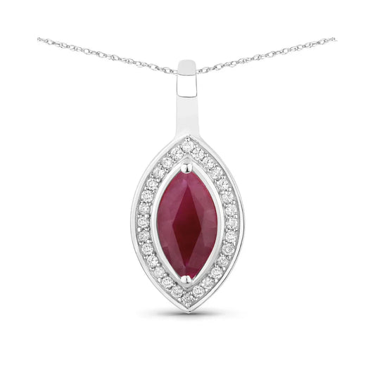 Genuine 10K Pink Ruby and White Diamond Pendant