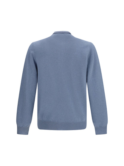 Cashmere Cardigan Powder Blue/Light Grey