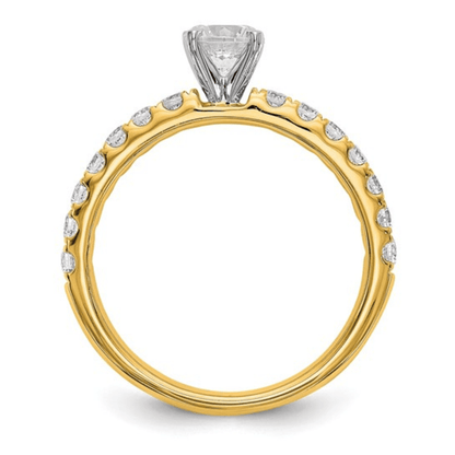 14K Gold Lab Diamond Solitaire Pave Ring