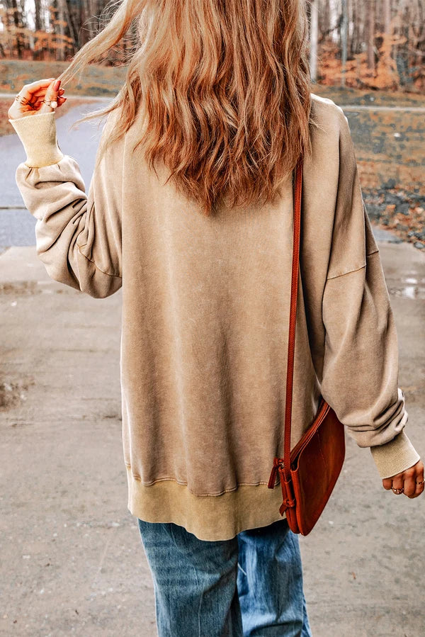 Threaded Pear Ella Ribbed Trim Oversized Sweatshirt
