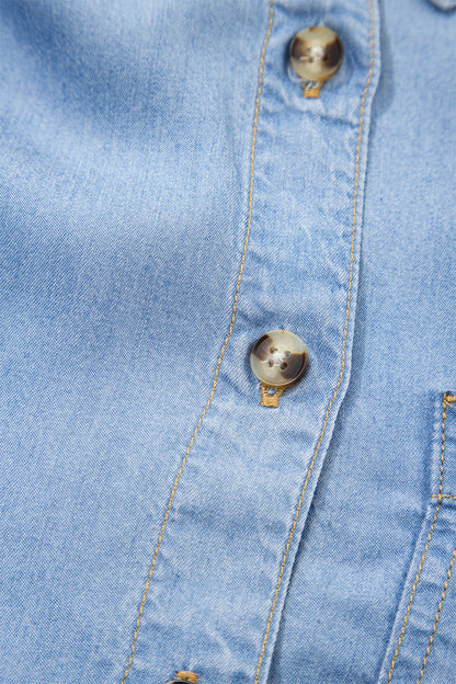 Threaded Pear Daphne High Low Chambray Shirt