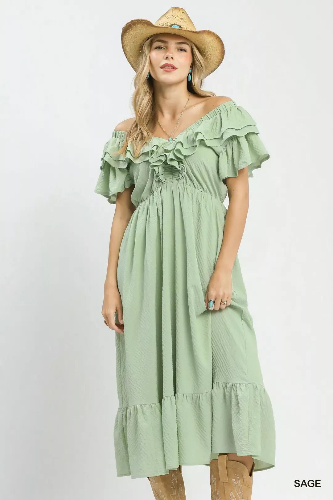 umgee off the shoulder dress Umgee Off Shoulder Lace Floral Ruffle Dress Size M Fairy Fairycore