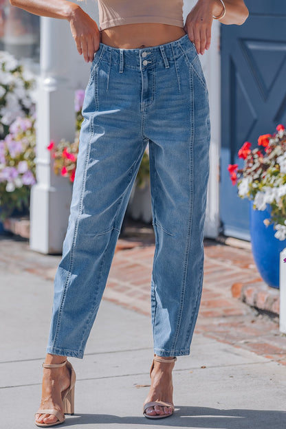 Threaded Pear Hana Wash Cuffed Barrel Jeans