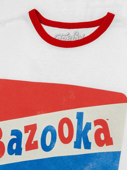Topps Bazooka Bubble Gum Ringer T-Shirt- Red and White