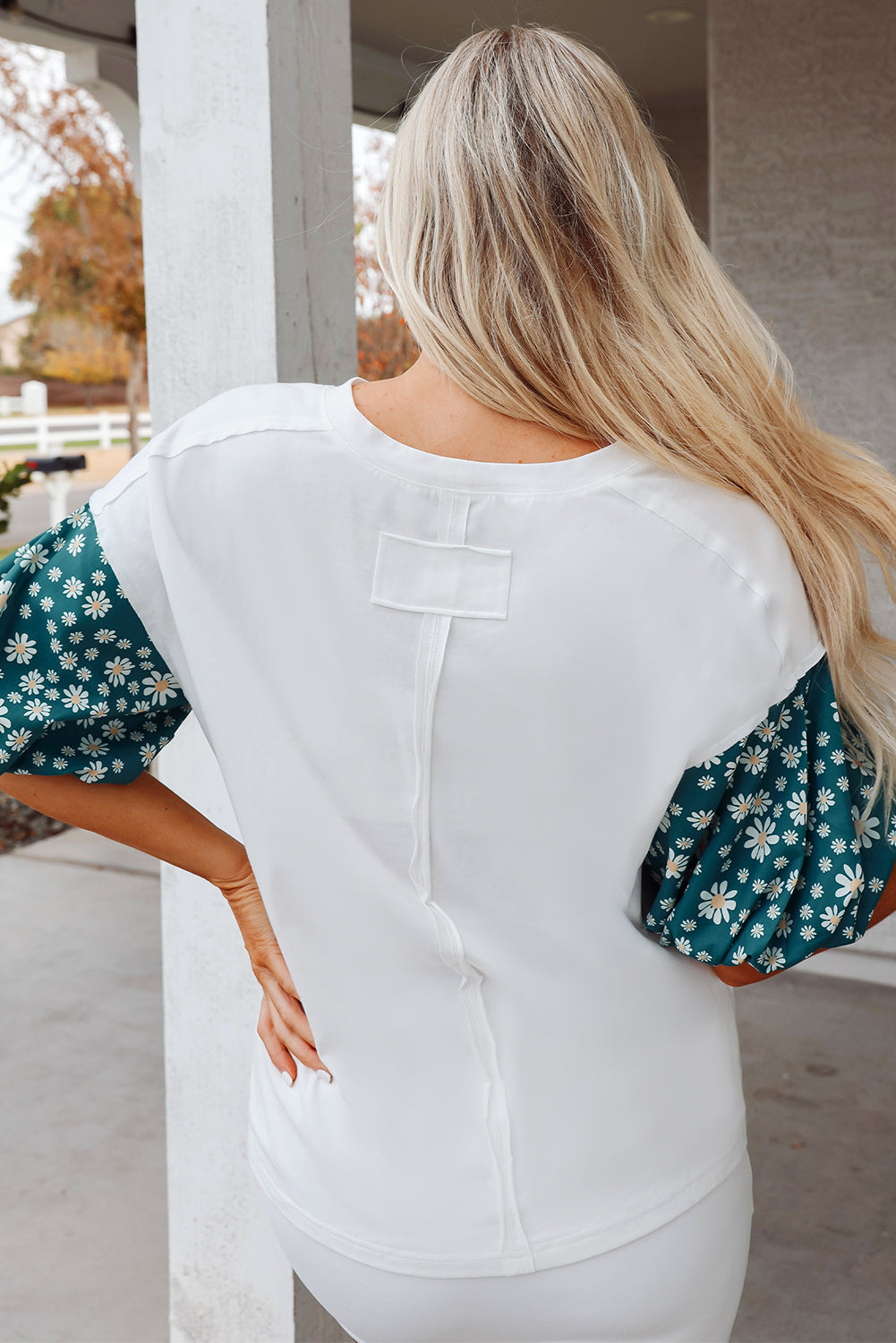 Threaded Pear Aileen Floral Puff Sleeve Oversized Top