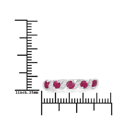 0.65 Ct Round Pink Ruby Prong Silver Five Stone Ring