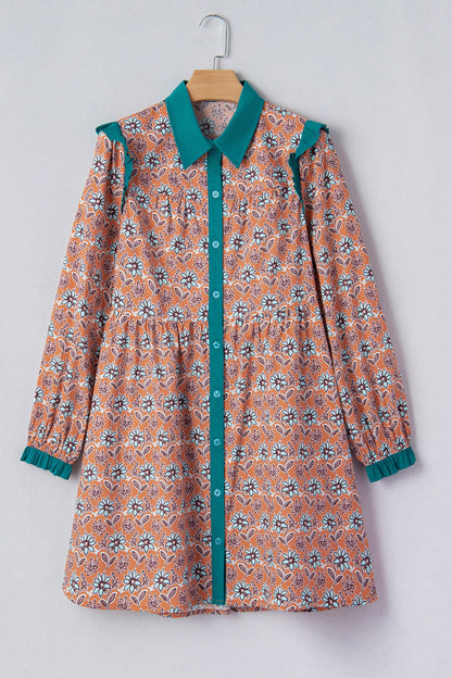 Threaded Pear Alia Floral Contrast Collared Shirt