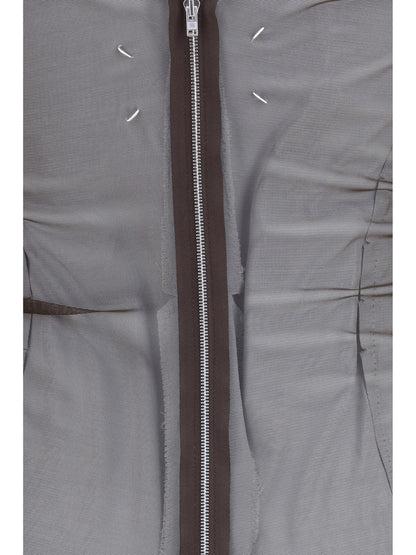 Semi-Sheer Midi Dress Brown/Light Grey