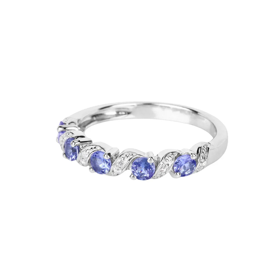 Genuine London Blue Topaz 5 Stone Ring