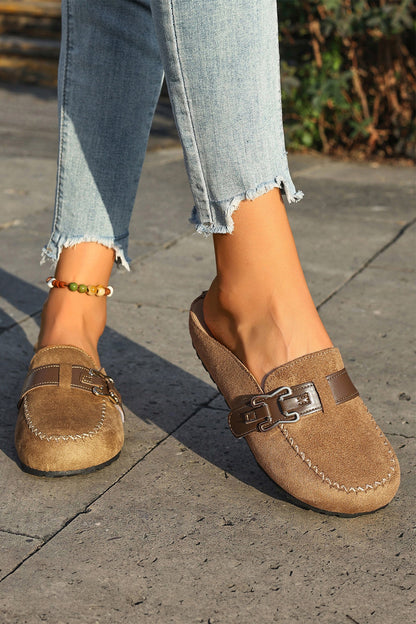 Threaded Pear Ayleen Leather Strap Mules