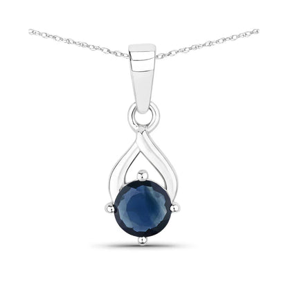 Genuine 10K Blue Sapphire Solitaire Pendant