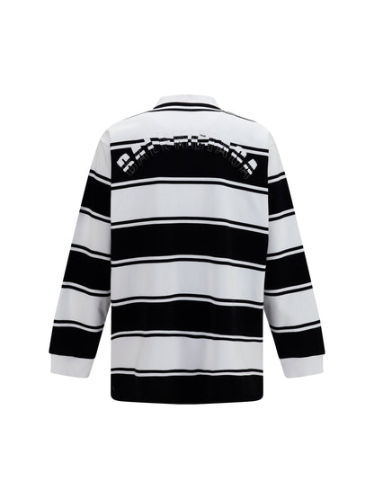 Polo Shirt Long-Sleeve Striped Black/White
