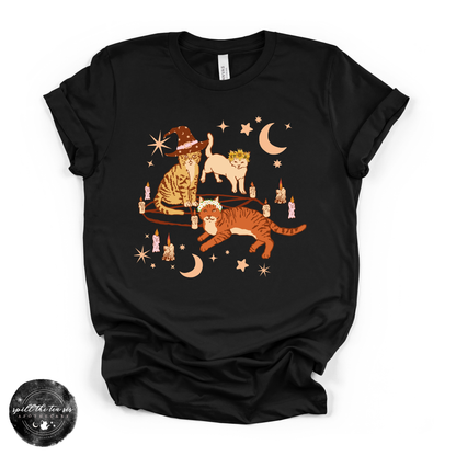 Cat Coven Cat Witch Tee | Witchy Cat Lover Graphic T-Shirt