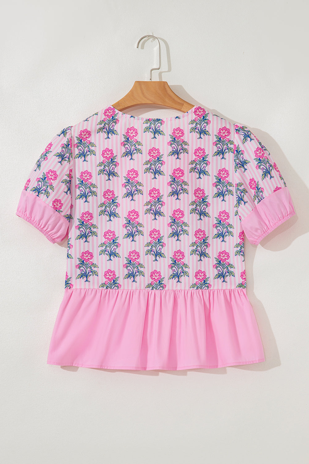 Threaded Pear Theodora Patchwork Ruffle Hem Blouse