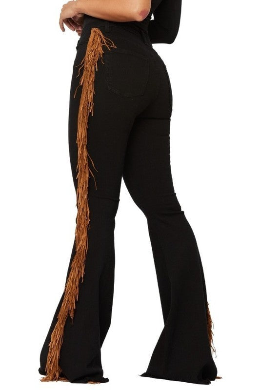 GJG Denim Fringe Bell Bottom Jean - inseam 30