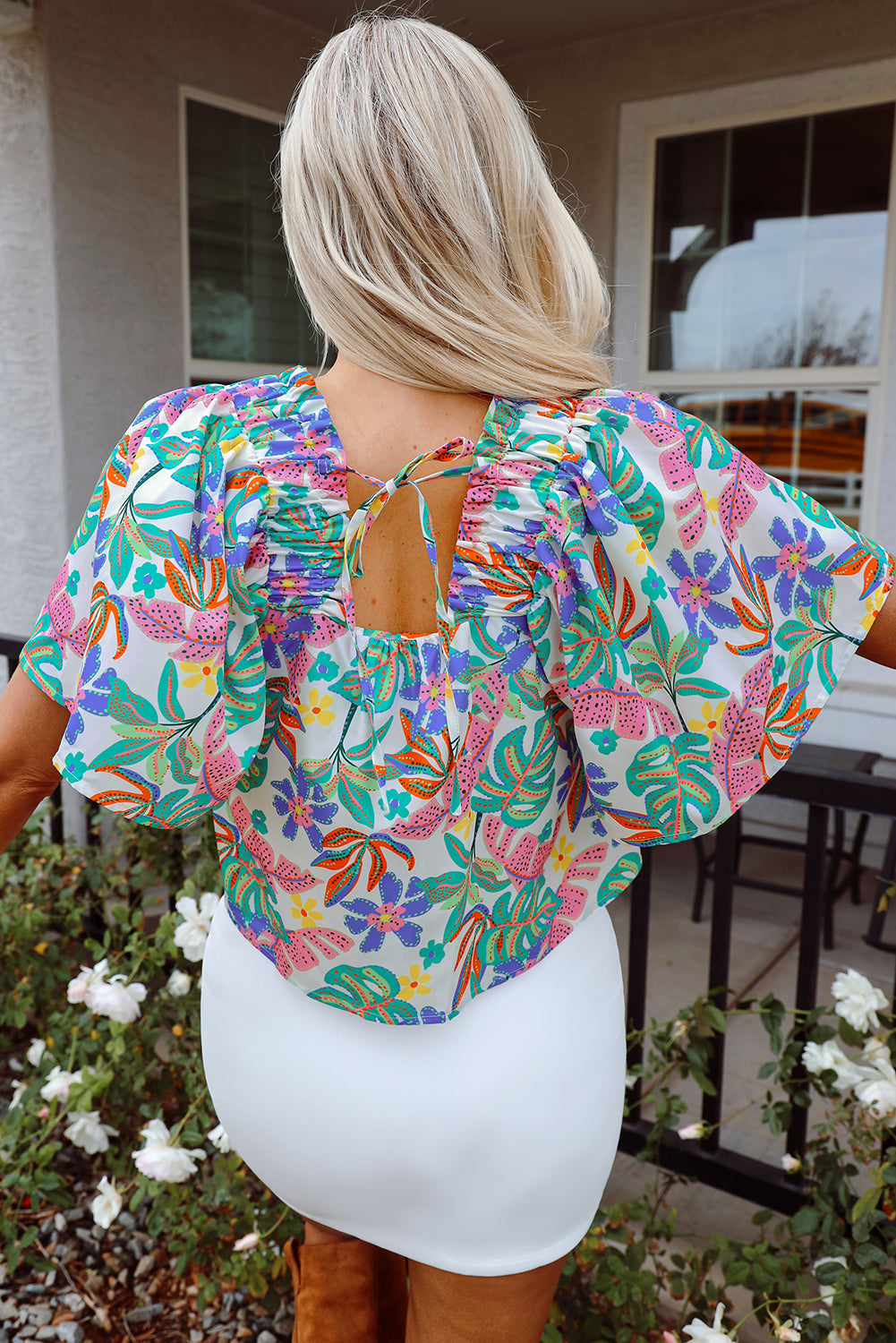 Threaded Pear Marlowe Loose Fit Puff Sleeve Square Neck Blouse