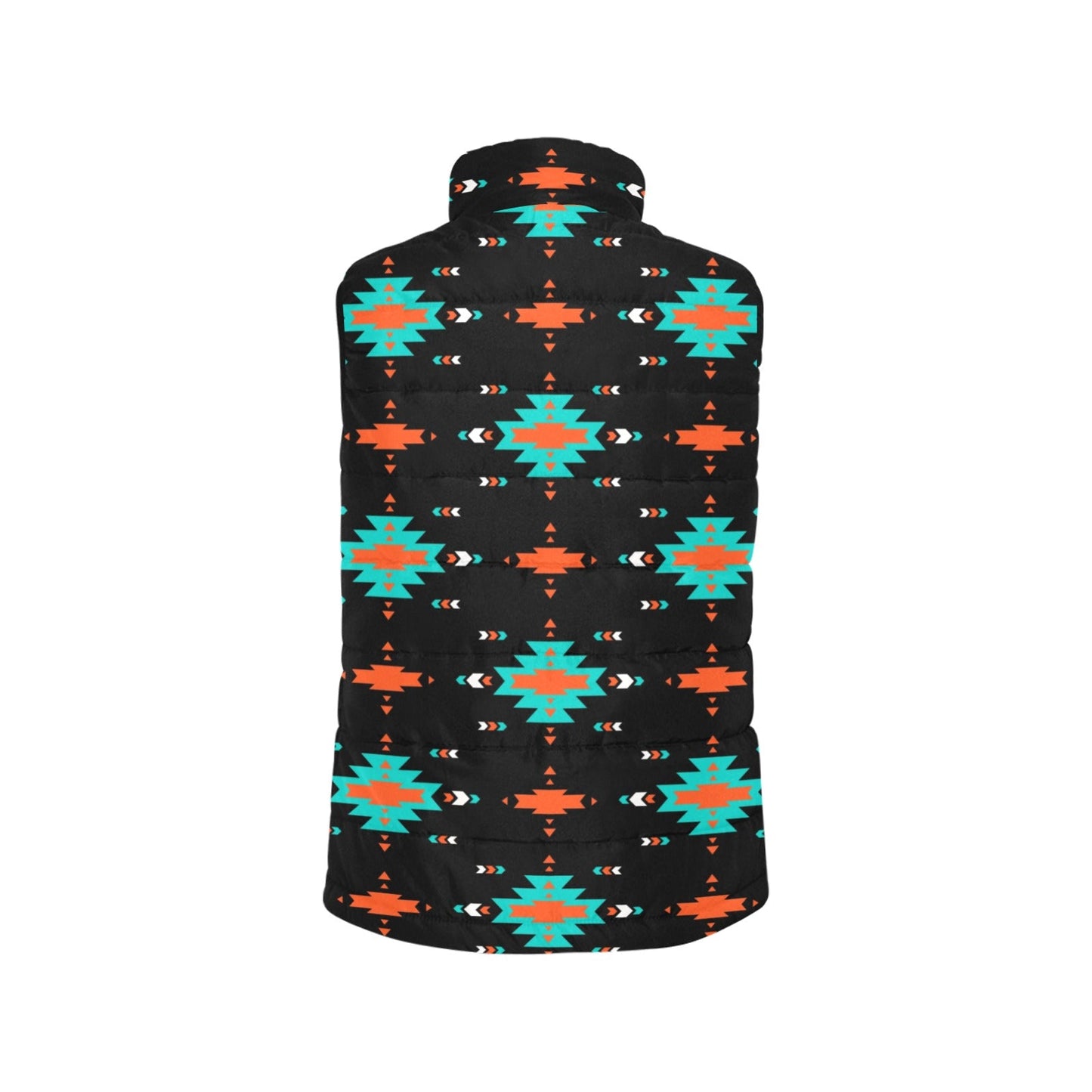 Baha Ranch Turquoise Orange Aztec Women's Western Puffy Vest
