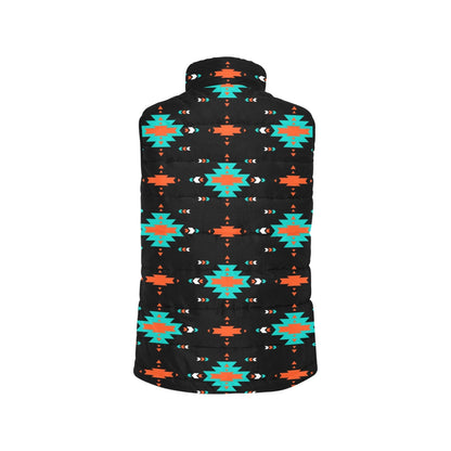 Baha Ranch Turquoise Orange Aztec Women's Western Puffy Vest