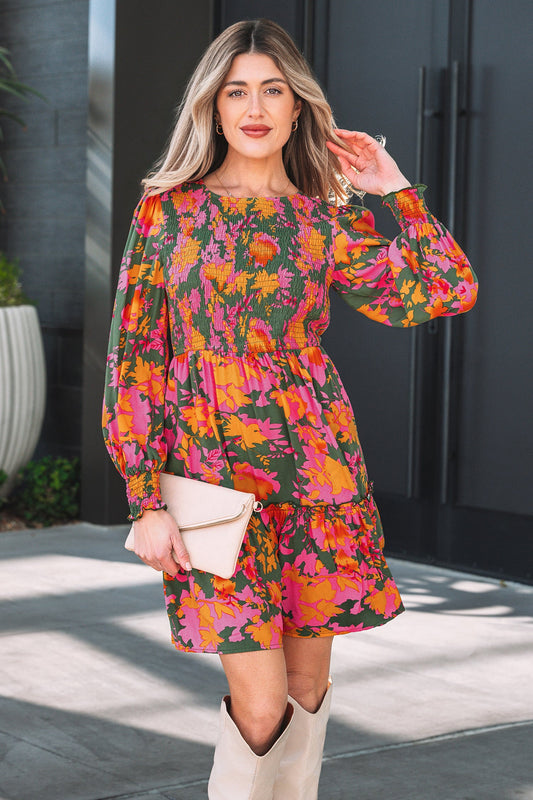 Threaded Pear Anna Smocked Ruffled Mini Dress
