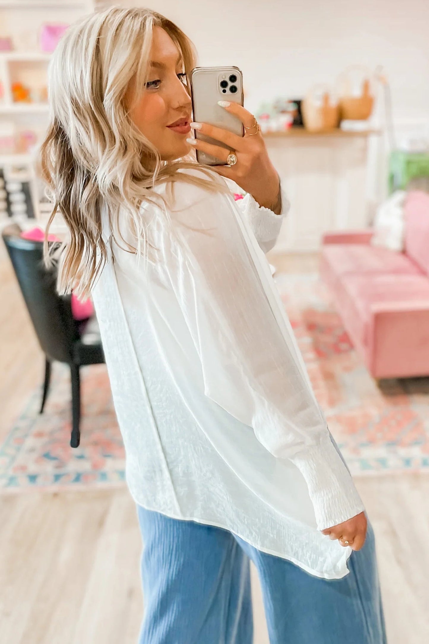 Threaded Pear Gwen Sleeve Dolman Blouse Long Sleeve Top