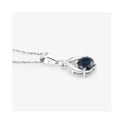 Genuine 10K Blue Sapphire Solitaire Pendant