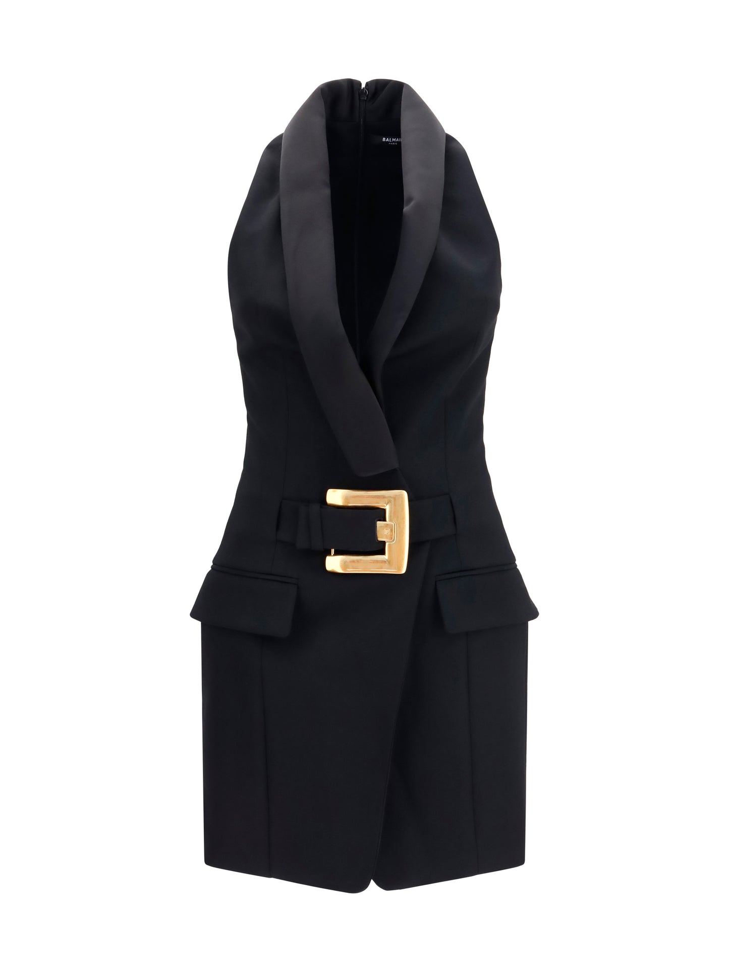 Dress Grain De Poudre Belted Black