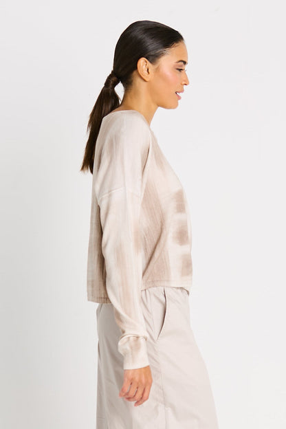 Pima Cotton Paintbrush Sweater - White/Putty