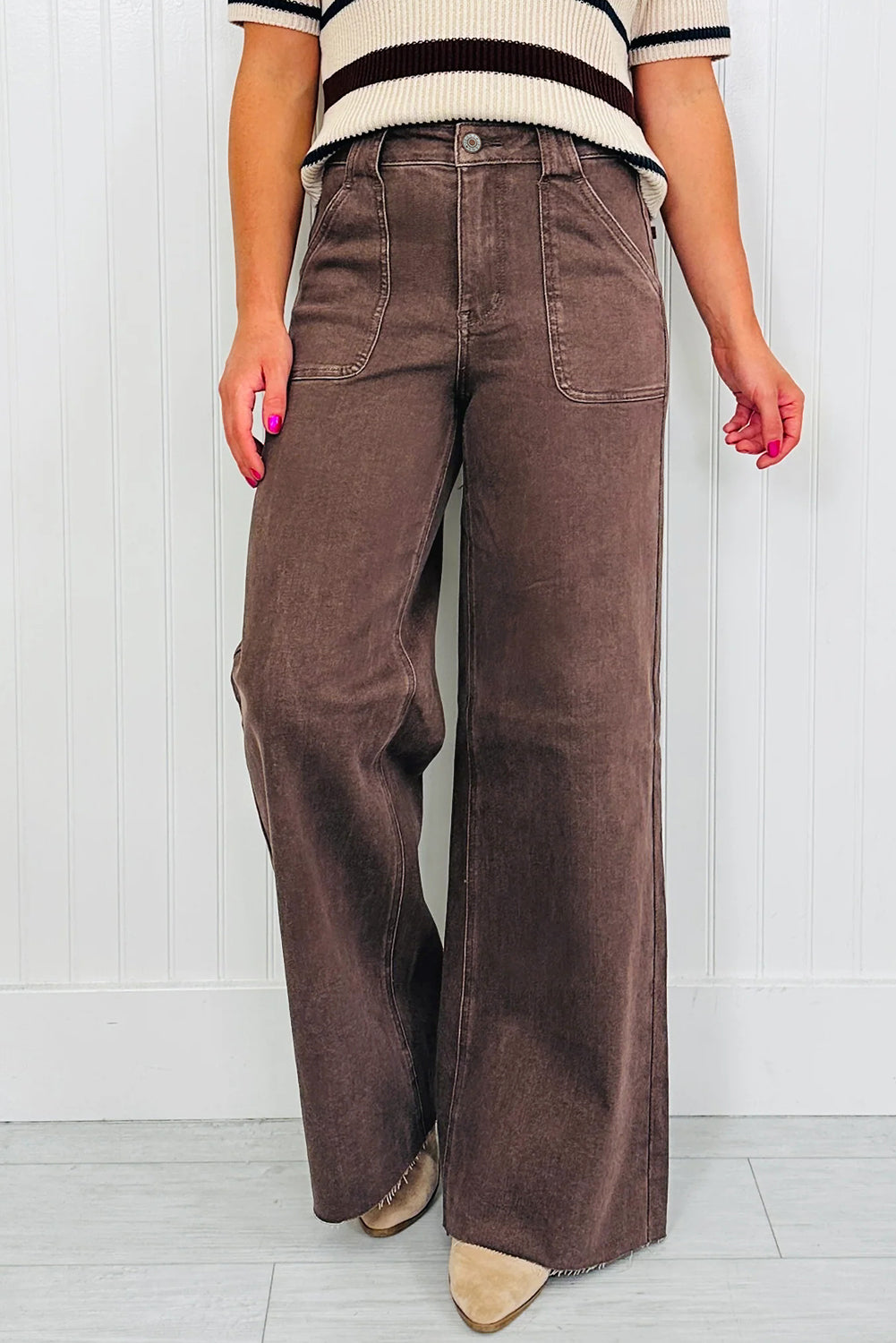 Threaded Pear Elora Washed Patch Loose Jeans