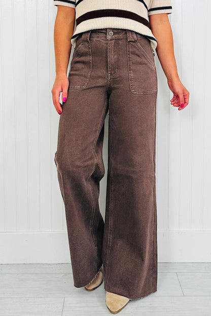 Threaded Pear Elora Washed Patch Loose Jeans