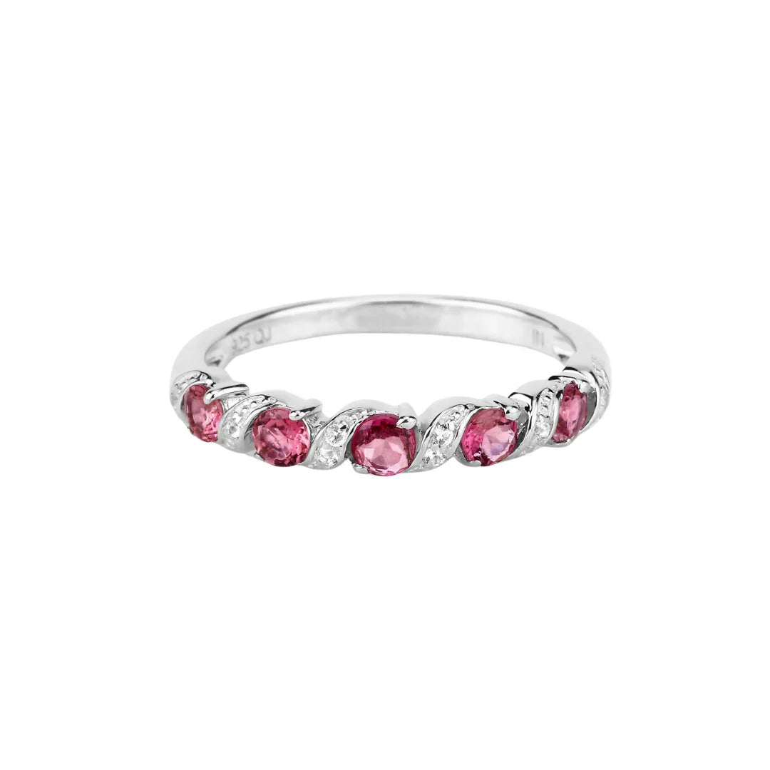 Genuine Pink Tourmaline 5 Stone Ring