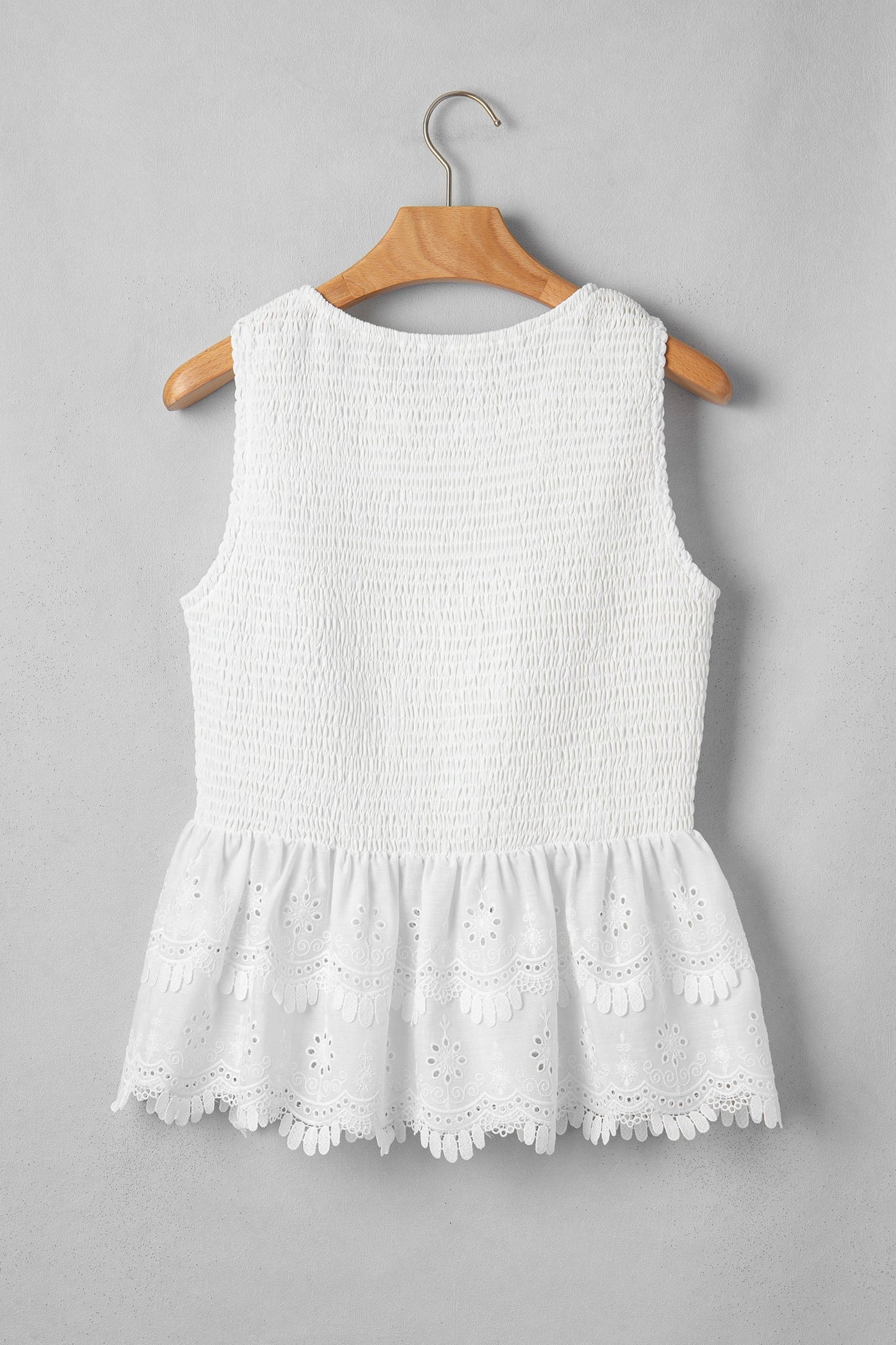 Threaded Pear Danielle Smocked Lace Peplum Top