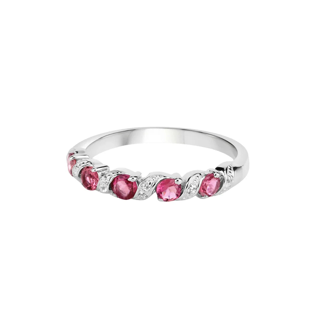 Genuine Pink Tourmaline 5 Stone Ring