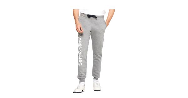 Sergio Tacchini Nizard Men's Sweatpants — Dark Grey/Black Brushed Fleece