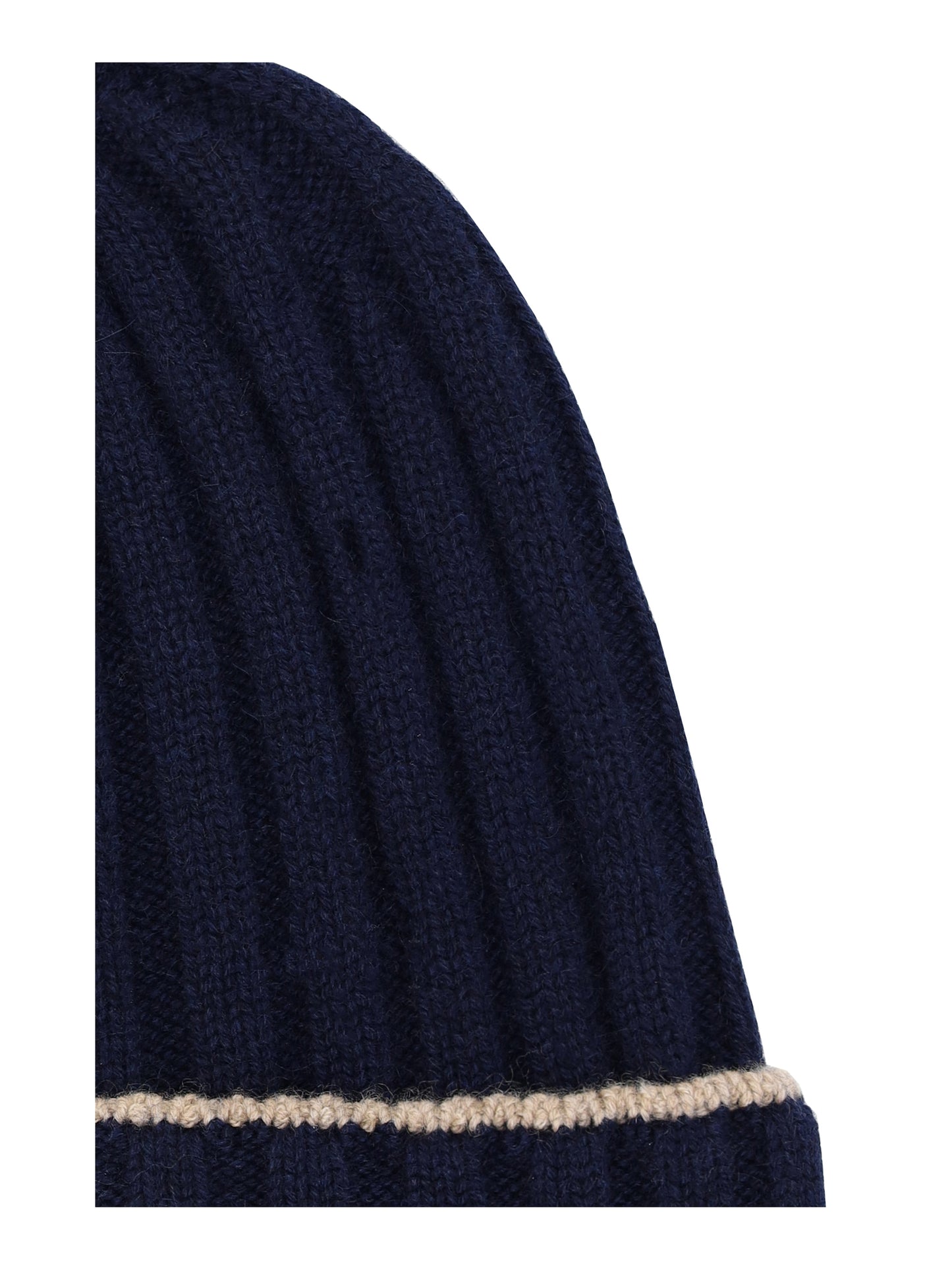 Beanie Hat Cashmere Navy/Camel
