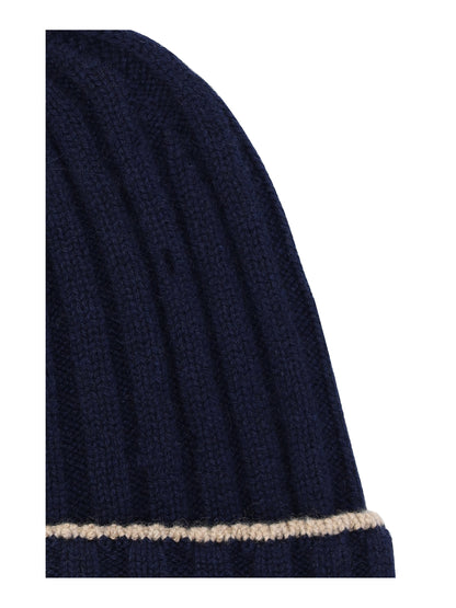 Beanie Hat Cashmere Navy/Camel