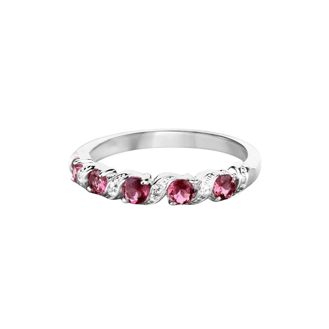 Genuine Pink Tourmaline 5 Stone Ring