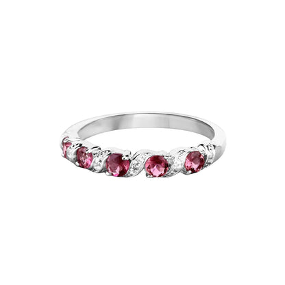 Genuine Pink Tourmaline 5 Stone Ring