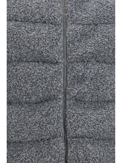 Padded Vest Shearling Front Pearl Grey