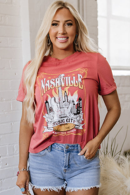 Threaded Pear Nashville Music City Retro Fashion Tee
