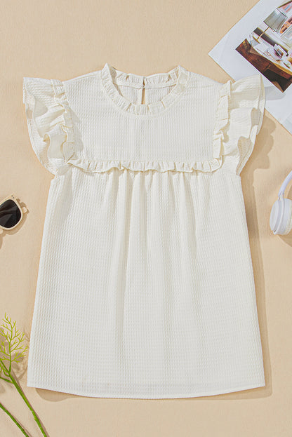 Threaded Pear Ava Trim Waffle Knit Blouse