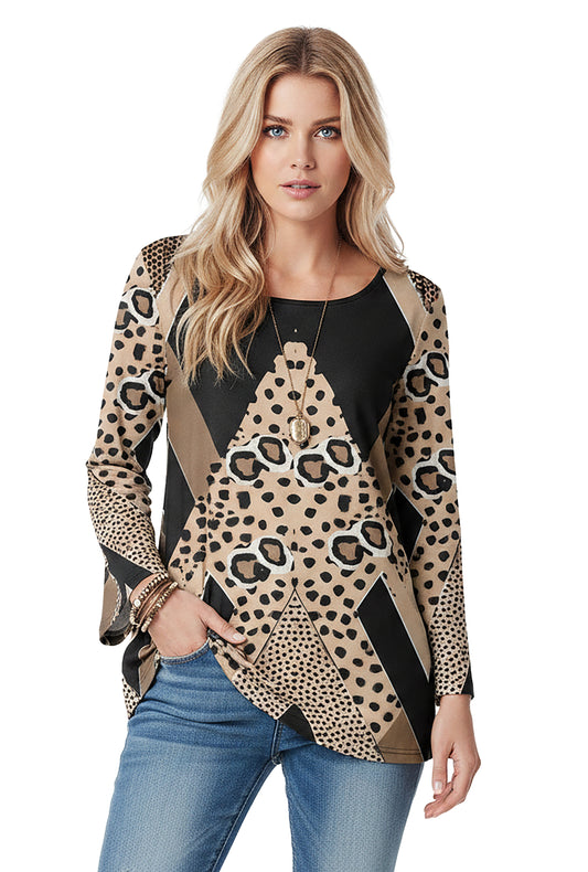 Black Tan Leopard Print-